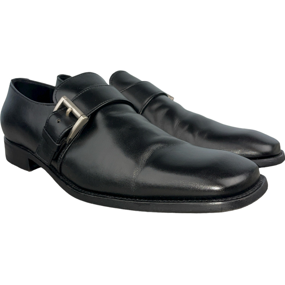 Prada Monk Strap Buckle Square Toe Black Leather Dress Shoe 8.5 Prada / 9.5 US